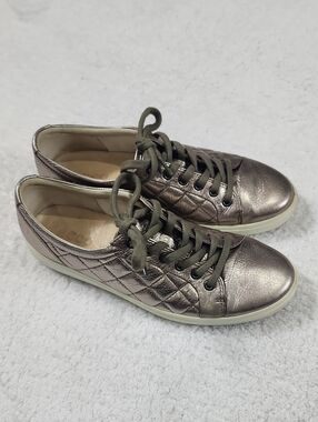 Ecco Metallic Pewter Women's Quilted Sneakers